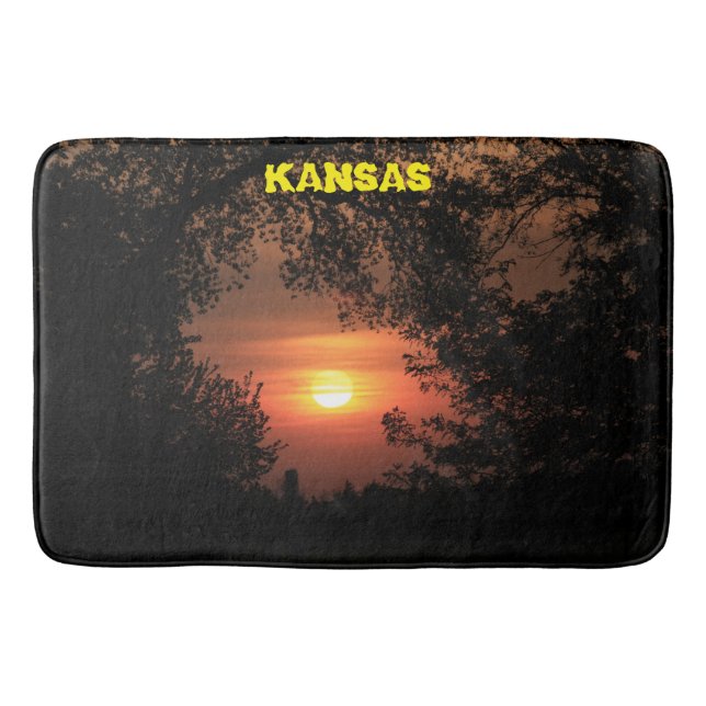 Kansas Sunset with tree Silhouettes Bath Mat (Front)