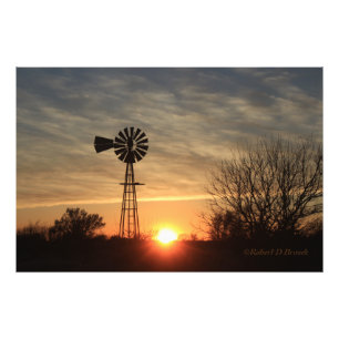 Kansas Sunset with trees,clouds Photo Enlargement Print