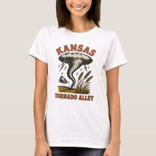 Kansas Tornado Alley Vintage Storm and wheat T-Shirt