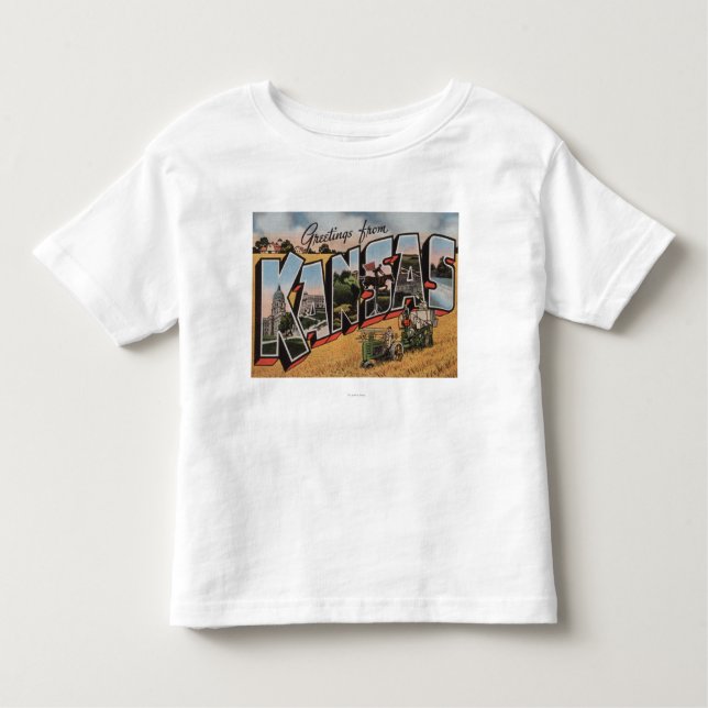 Kansas (Tractor & Hay Bailer Scene) Toddler T-Shirt (Front)