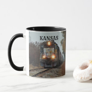 Kansas Train on the Railroad Tracks Coffee MUG