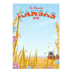 Kansas USA Farm retro Travel poster