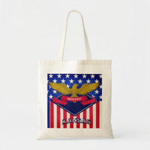 Kansas USA Flag Tote Bag