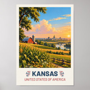 Kansas USA – Vintage Travel Poster