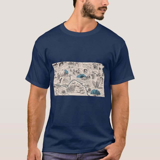 Kansas Vintage Picture Map T-Shirt (Front)