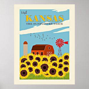 Kansas vintage travel poster