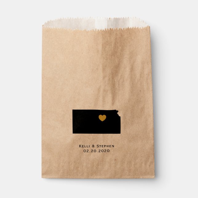 Kansas Wedding Favour Treat Sacks, Gift Bags (Front)