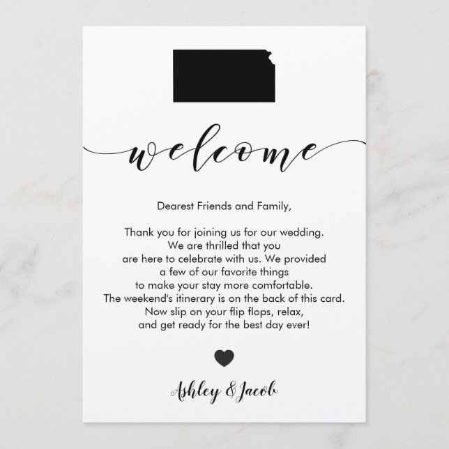 Kansas Wedding Welcome Letter & Itinerary Card (Front)