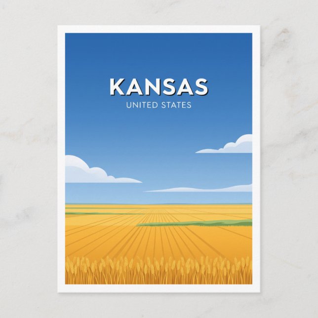 Kansas Wheat Fields Salina Postcard (Front)