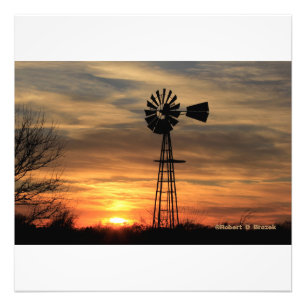 Kansas Windmill  Silhouette Photo Enlargement Print