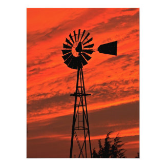 Kansas Windmill Silhouette Sunset Photo Print