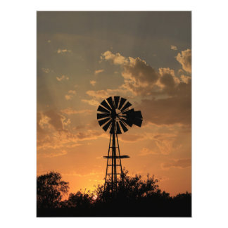 Kansas Windmill Silhouette Sunset Photo Print