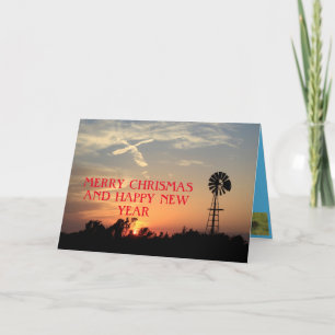 Kansas Windmill Sunset Cross Card