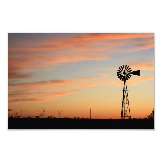 Kansas Windmill Sunset Photo Print (Front)