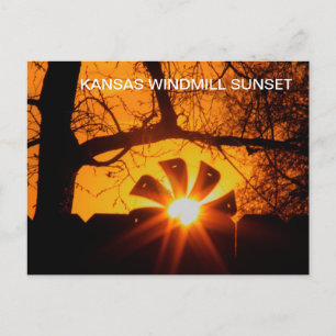Kansas Windmill Sunset POST CARD