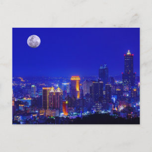 Kaohsiung, Taiwan urban skyline at night Holiday Postcard