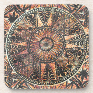 Kapa Primitive Hawaiian Tattoo Tapa Coaster