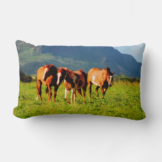 Kapaa Horses - Kauai Hawaii Lumbar Cushion (Front)