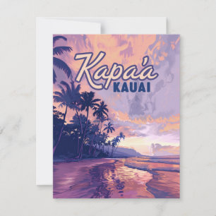 Kapaa Kauai Hawaii Beach Sunset Palm Tree Card
