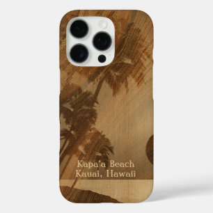 Kapaa Sunset Hawaiian Faux Koa Wood iPhone 16 Pro Case