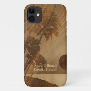 Kapaa Sunset Hawaiian Faux Koa Wood iPhone 11 Case