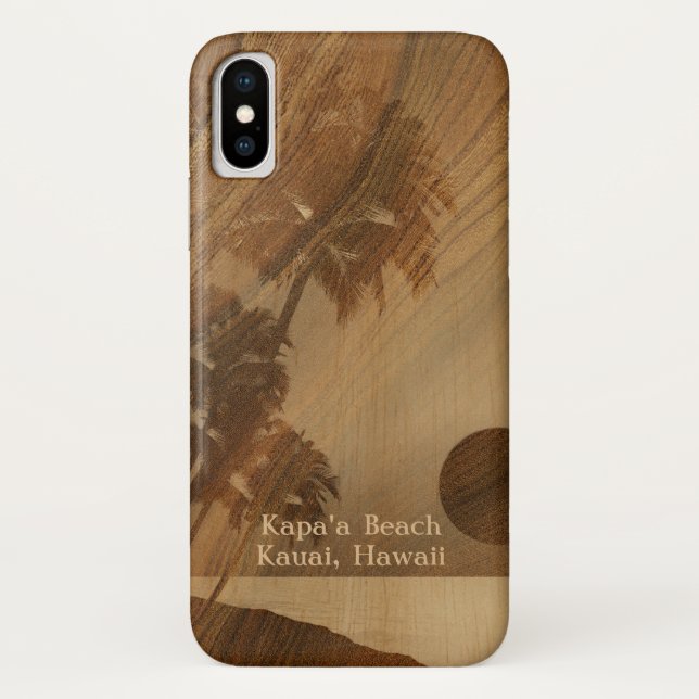 Kapaa Sunset Hawaiian Faux Koa Wood Case-Mate iPhone Case (Back)