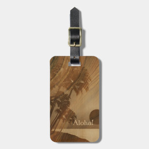 Kapaa Sunset Hawaiian Faux Koa Wood Luggage Tags