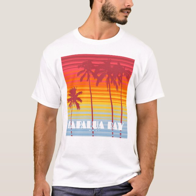 Kapalua Bay Maui Hawaii 80s Retro Sunset Stripes T-Shirt (Front)