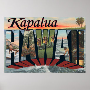 Kapalua, Hawaii - Large Letter Scenes Poster