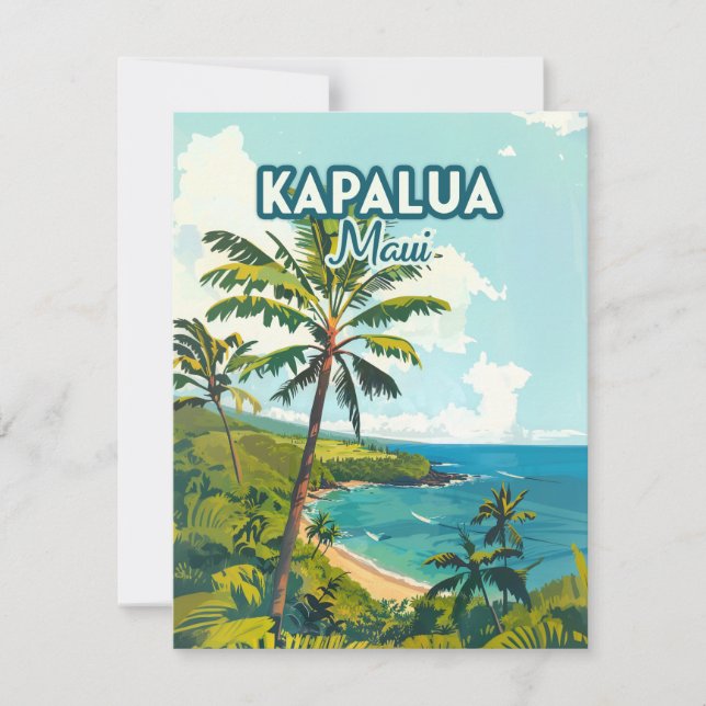 Kapalua Maui Hawaii Bay Beach Vacation Retro Card (Front)
