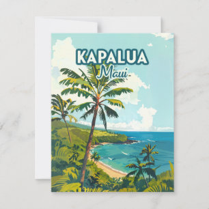 Kapalua Maui Hawaii Bay Beach Vacation Retro Card