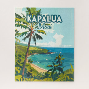 Kapalua Maui Hawaii Bay Beach Vacation Retro Jigsaw Puzzle
