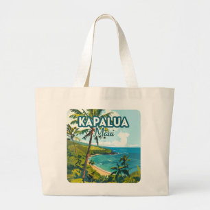 Kapalua Maui Hawaii Bay Beach Vacation Retro Large Tote Bag