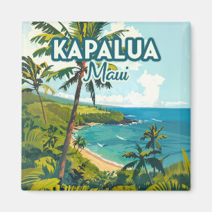 Kapalua Maui Hawaii Bay Beach Vacation Retro Magnet