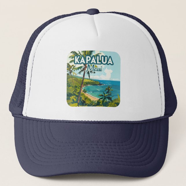 Kapalua Maui Hawaii Bay Beach Vacation Retro Trucker Hat (Front)