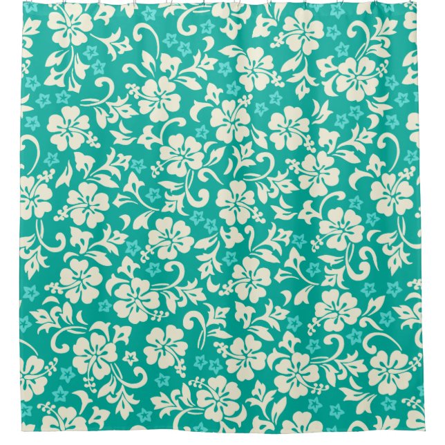 Kapalua Pareau Hawaiian Hibiscus -Green Shower Curtain (Front)