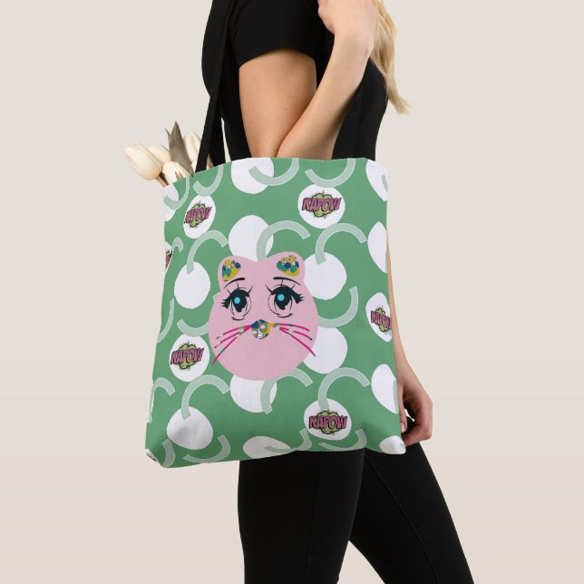 Kapow Cat funky Tote Bag (Close Up)