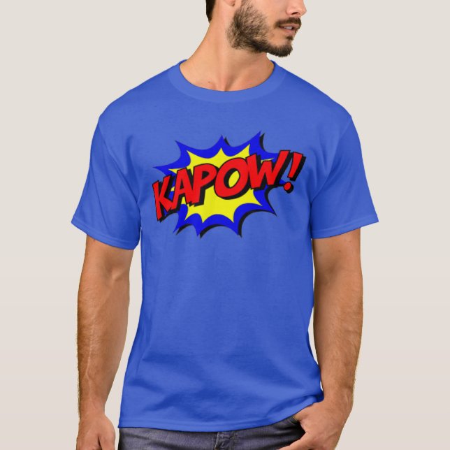 KAPOW COMIC CARTOON SUPER HERO STYLE family T-Shirt (Front)