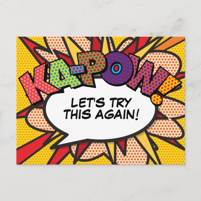 KAPOW Postponed Change of Date Comic Book Pop Art Announcement Postcard (Front)