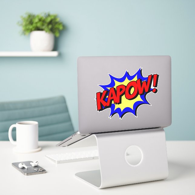 Kapow! Retro Comic Sticker Blast (Laptop On Desk)