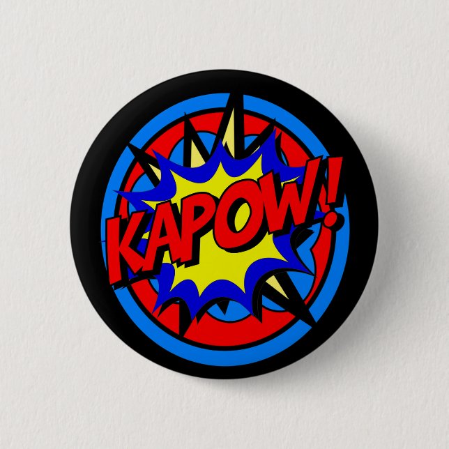 Kapow Superhero Cartoon Button (Front)