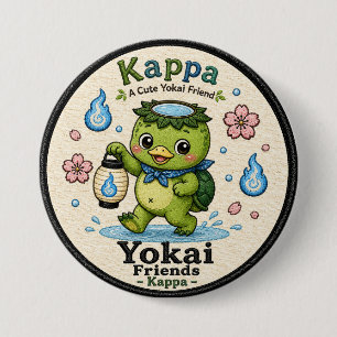 Kappa Japanese Yokai Pin Button, Cute Kawaii Kappa