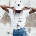 Kappa Kappa Chino Funny Coffee Lover<br><div class="desc">Who loves coffee?! This funny t-shirt is designed especially for coffee lovers, baristas, restaurant servers and more. It uses a spin on a fraternity name with KAPPA KAPPA CHINO text and a steamy hot cup of cappuccino below the text. Lots of colors and shirt varieties are available in this design....</div>