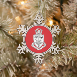 Kappa Psi Crest Snowflake Pewter Christmas Ornament