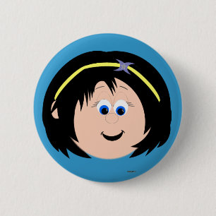 Kapskids Black Hair Blue Eyes Face Button Badge