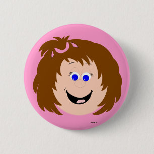 Kapskids Young Girls Face Blue Eyes Button Badge
