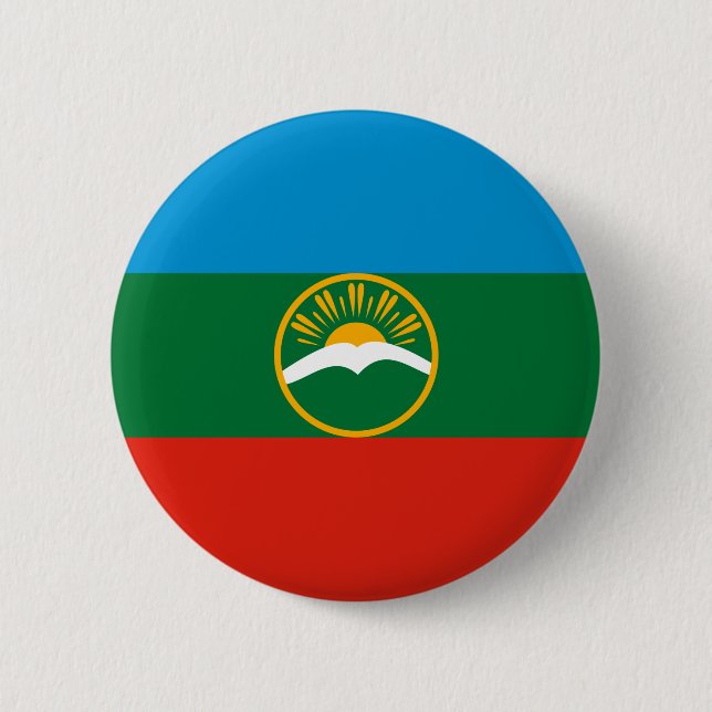 Karachay Cherkessia Flag 6 Cm Round Badge (Front)