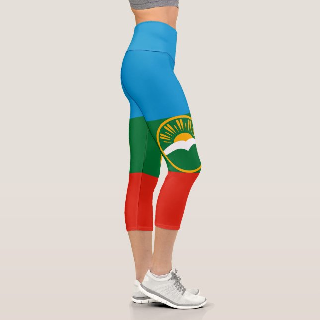 Karachay Cherkessia Flag Capri Leggings (Right)