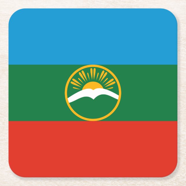 Karachay Cherkessia Flag Square Paper Coaster (Front)