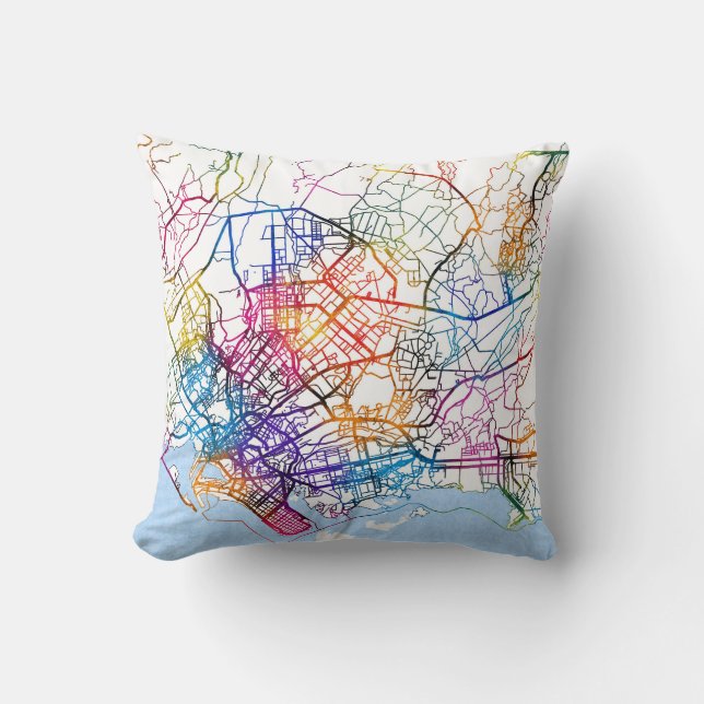 Karachi Pakistan City Map Cushion (Front)